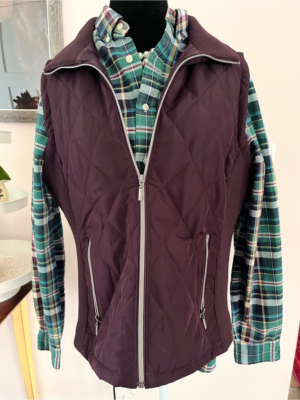 Maurices Quilted Vest in Deep Plum